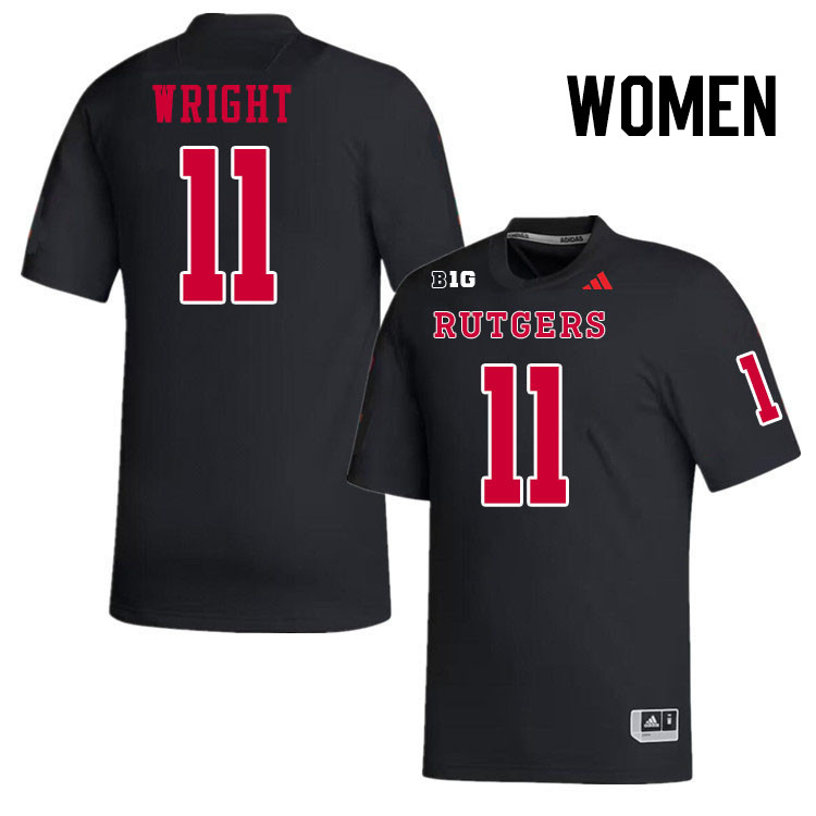 Women #11 Abram Wright Rutgers Scarlet Knights 2024 College Football Jerseys Stitched-Black